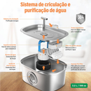 Newpet 3.2L Bebedouro De Água Para Gatos Fonte 5V Em Aço Inoxidável Dispensador De Estimação Janela Transparente Design